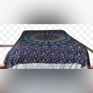 Glamorous Blue and Green Bohemian Tapestry.  Queen size Sheet Mandala. NEW